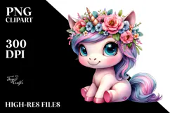 Cute Sitting Baby Unicorn PNG Product Image 2