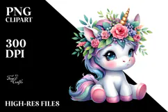 Cute Sitting Baby Unicorn PNG Product Image 2
