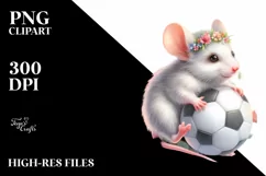 Cute Baby Mouse Playing Handball with Flowers | Sublimation Product Image 3