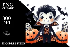 Cute Vampire with Animal Print Halloween PNG Product Image 1