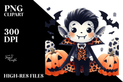 Cute Vampire with Animal Print Halloween PNG Product Image 2