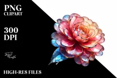 Shiny Camellia Watercolor Splash PNG Product Image 1