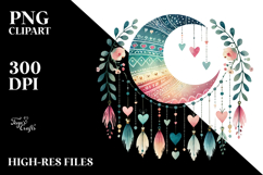 Cute Boho Moon Heart PNG Product Image 2