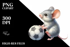 Watercolor Baby Mouse Playing Handball | Clipart Product Image 1
