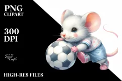 Cute Baby Mouse Playing Handball | Sublimation | Clipart Product Image 1