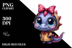 Baby Dragon Big Eyes Bow | Sublimation | Clipart Product Image 3