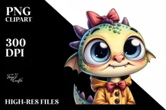 Baby Dragon Big Eyes Bow | Sublimation | Clipart Product Image 3