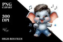 Cute Baby Elephant Singer PNG Product Image 2