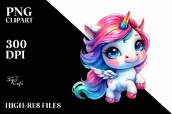 Funny Baby Unicorn Drawing PNG Product Image 1