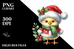 Baby Chicken in Christmas Attire PNG Product Image 1