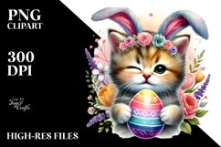 Baby Kitten with Easter Egg PNG Product Image 2