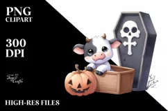 Fun Baby Cow Halloween PNG Product Image 1