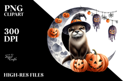 Halloween Otter on Moon, High-Res PNG Product Image 2