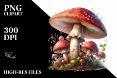 Detailed Mushroom Watercolor Splash PNG Product Image 3