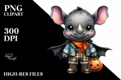 Baby Rhino Dressed for Halloween | Sublimation Clipart Product Image 3