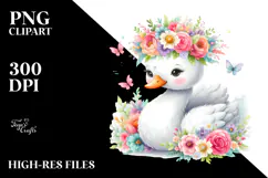 Swan with Flower Crown | Sublimation | Clipart Product Image 2