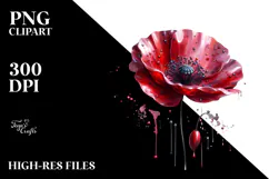 Glossy Poppy in Watercolor, PNG Product Image 2