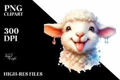 tongue Lamb Portrait | Watercolor Clipart Product Image 3