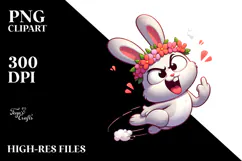 Goofy Rabbit with Flower Crown, Transparent PNG Product Image 2