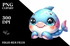 Colorful Baby Shark Cuddling | Sublimation | Clipart Product Image 1