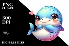 Colorful Baby Shark Cuddling | Sublimation | Clipart Product Image 1