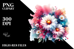 Vibrant Daisy Watercolor Abstract | Clipart Product Image 2