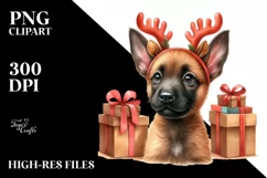 Malinois with Reindeer Horns, Transparent PNG Product Image 3