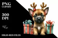 Malinois with Reindeer Horns, Transparent PNG Product Image 1