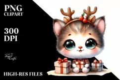 Kitten with Reindeer Horns, Transparent PNG Product Image 1