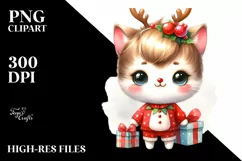 Kitten with Reindeer Horns, Transparent PNG Product Image 1