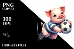 Cute Baby Pig Playing Rugby on Moon | Sublimation Clipart Product Image 1