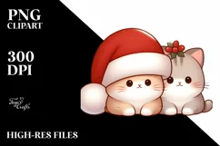 Cute Christmas Cat with Santa Hat PNG Product Image 3