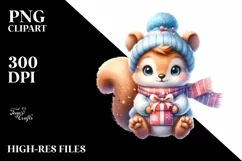 Cute Baby Squirrel in Winter Clothes PNG Product Image 1