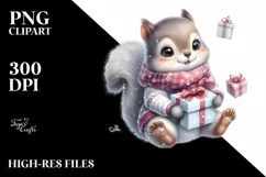 Cute Baby Squirrel in Winter Clothes PNG Product Image 3