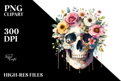 Boho Skull of Spring Flowers, Transparent PNG Product Image 2