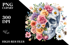 Boho Skull of Spring Flowers, Transparent PNG Product Image 2