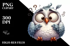 Confused Funny Owl Watercolor Clipart Product Image 3