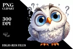 Confused Funny Owl Watercolor Clipart Product Image 3