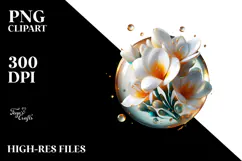 Abstract Glossy Freesia Watercolor Splash PNG Product Image 2