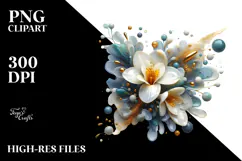 Abstract Freesia with Golden Insertions PNG Product Image 2