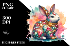 Colorful Diamond Bunny on Splashy Background PNG Product Image 2