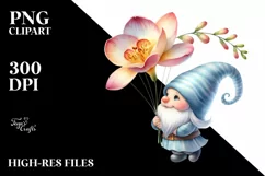Watercolor Cheerful Gnome Parachute Clipart Product Image 1
