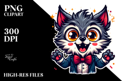 Funny Chibi-Style Werewolf with Bow and Tie, Playful PNG Product Image 2