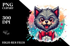 Funny Chibi-Style Werewolf with Bow and Tie, Playful PNG Product Image 2