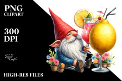 Whimsical Gnome with Cocktail, Transparent PNG Product Image 2