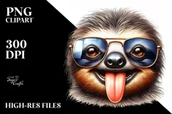 sunglasses Sloth Portrait | Watercolor Clipart Product Image 1