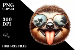 sunglasses Sloth Portrait | Watercolor Clipart Product Image 1