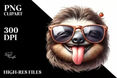 sunglasses Sloth Portrait | Watercolor Clipart Product Image 1
