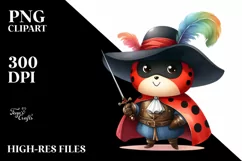 Watercolor Colorful Ladybug Musketeer Clipart Product Image 1