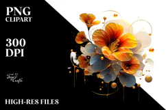 Abstract Nasturtium with Golden Insertions PNG Product Image 2